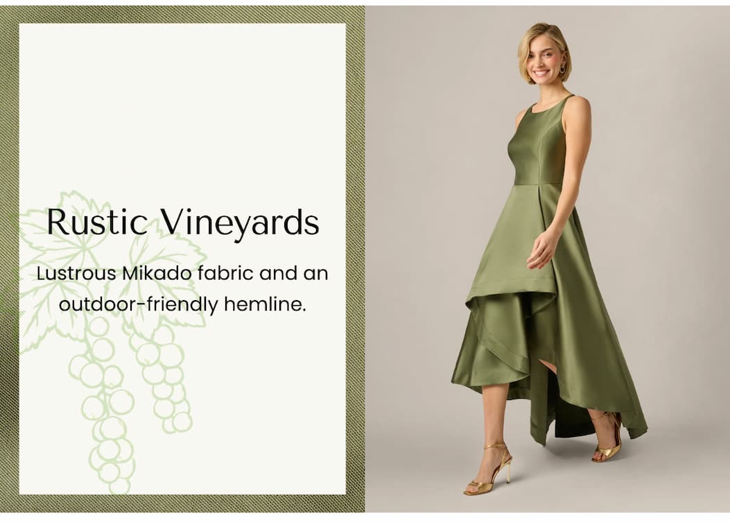 High Low Mikado Gown With Asymmetrical Detail In Jungle Olive
