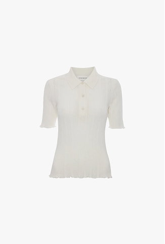 Frill Polo Top In White