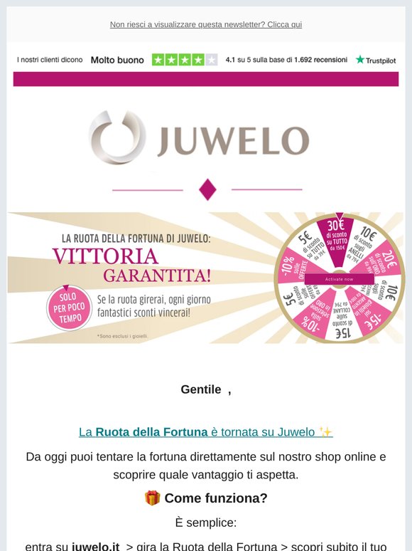 🎡 Hai mai provato la ruota della fortuna di Juwelo? Beh, dovresti!