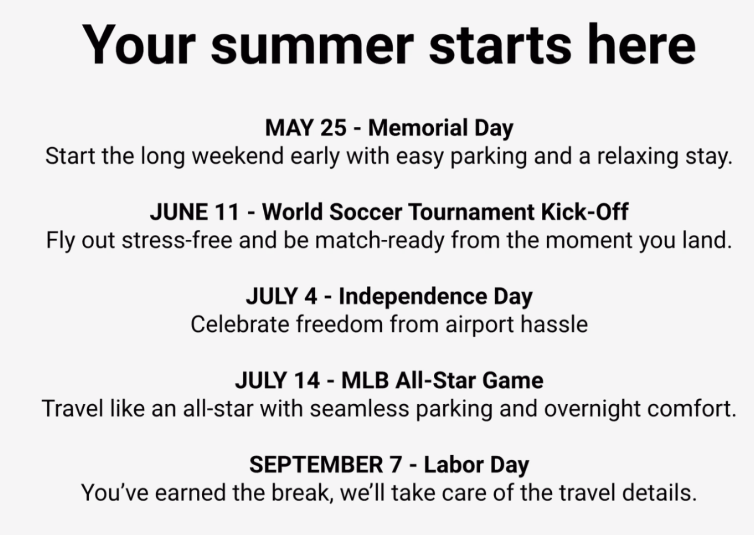 Key summer dates