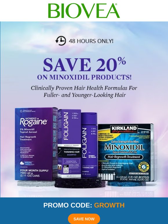 Minoxidil Sale! Save 20% on our Best-Selling Hair Regrowth Products!
