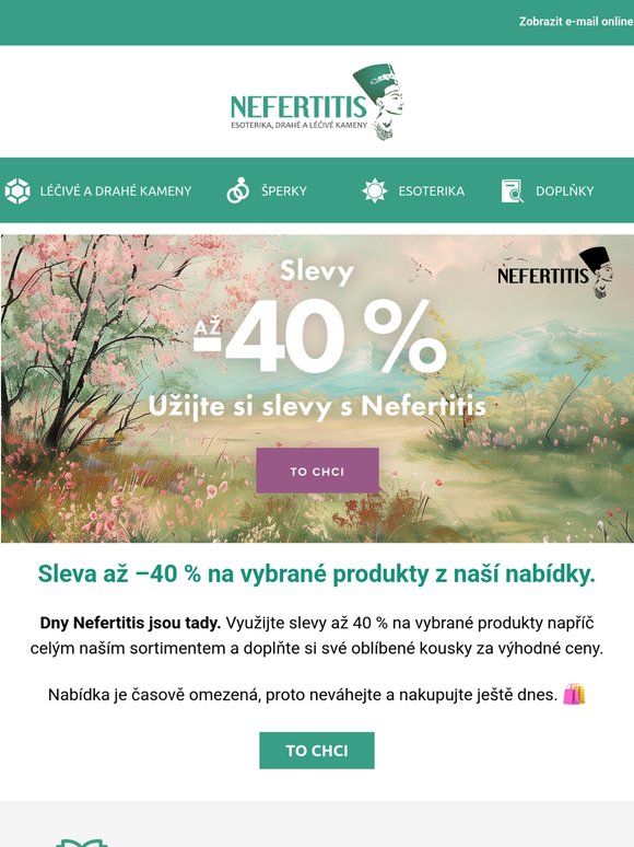 Květnové Dny Nefertitis: až 40 % na vybrané zboží 🎁