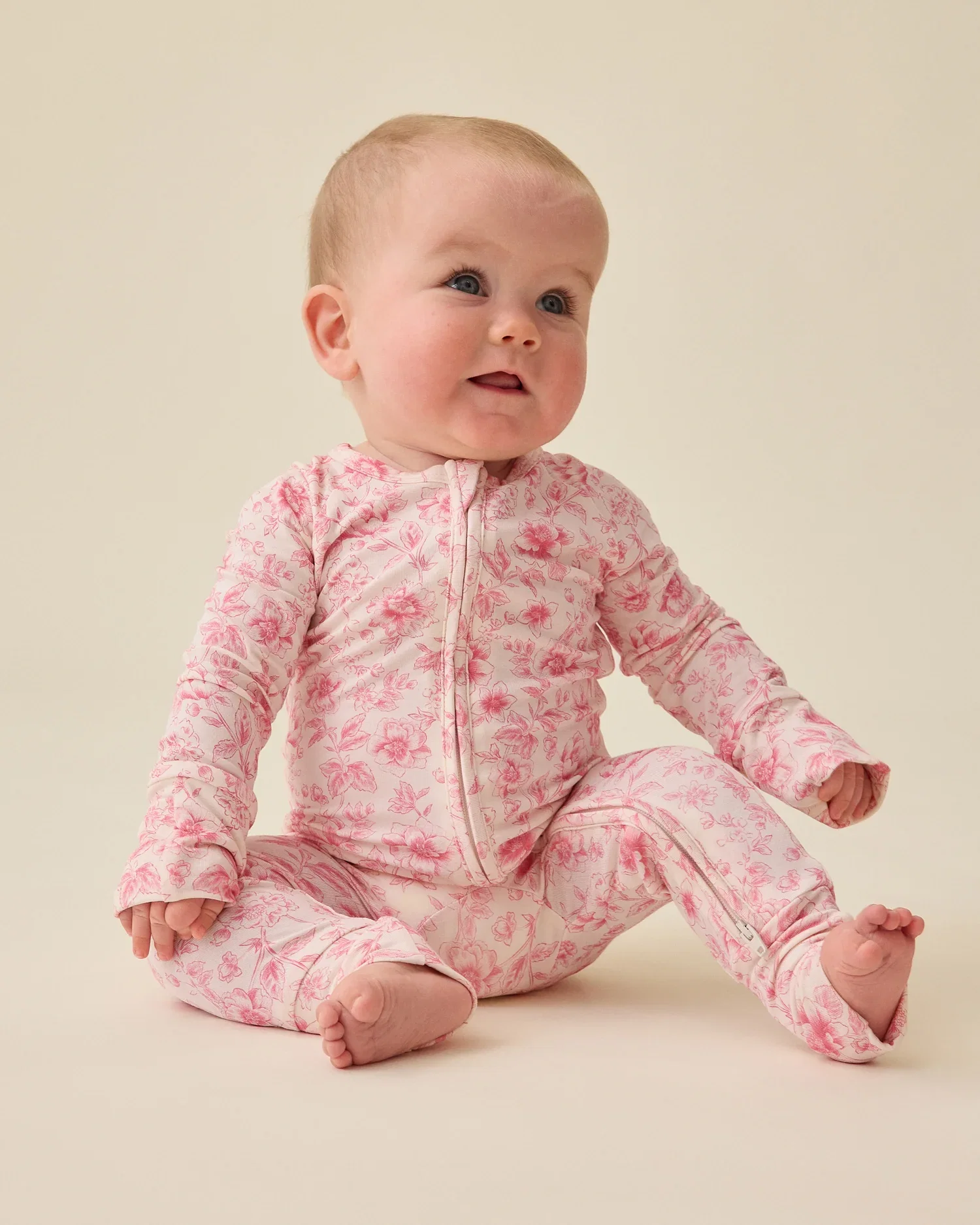 Image of Bamboo Baby Pajama | Pink Toile