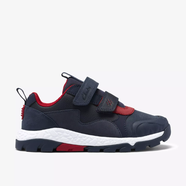 Clarks Children's Steggy 2 Track Kid Navy/Red