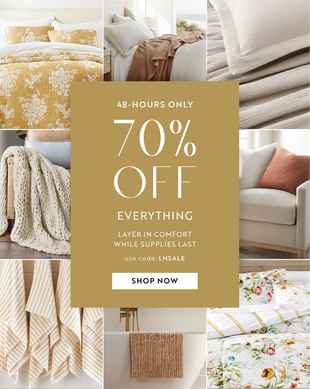 70% storewide plus free shipping and returns with offer code LHSALE. Hurry, sale ends May 14th.