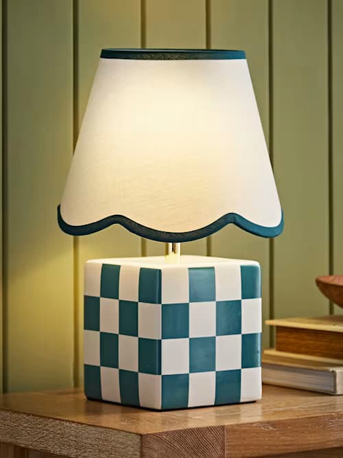Evie Sage Green Ceramic Table Lamp with Cream Shade