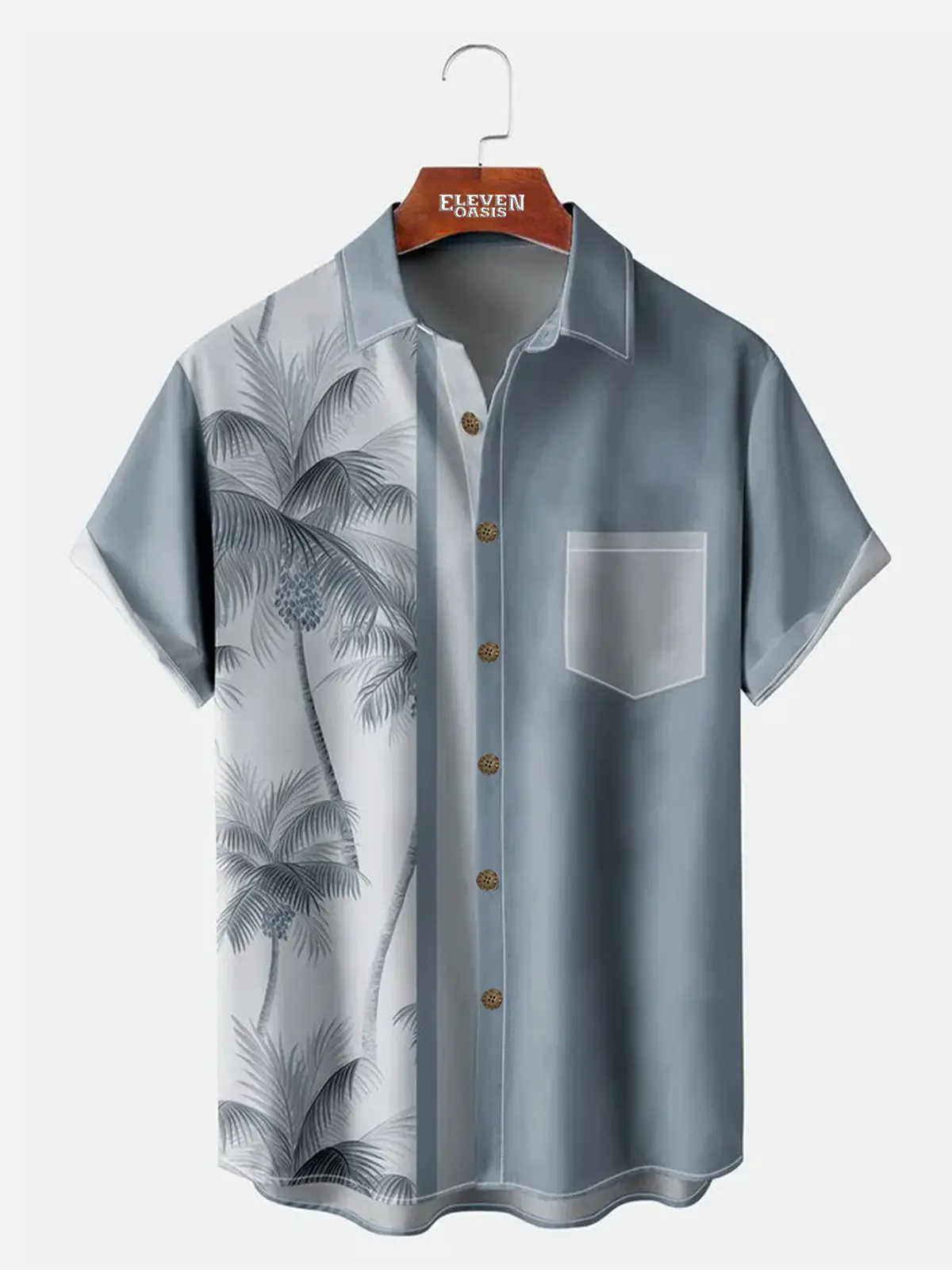 Image of Men's Coconut Tree Casual Breathable Hawaiian Short Sleeve Shirt