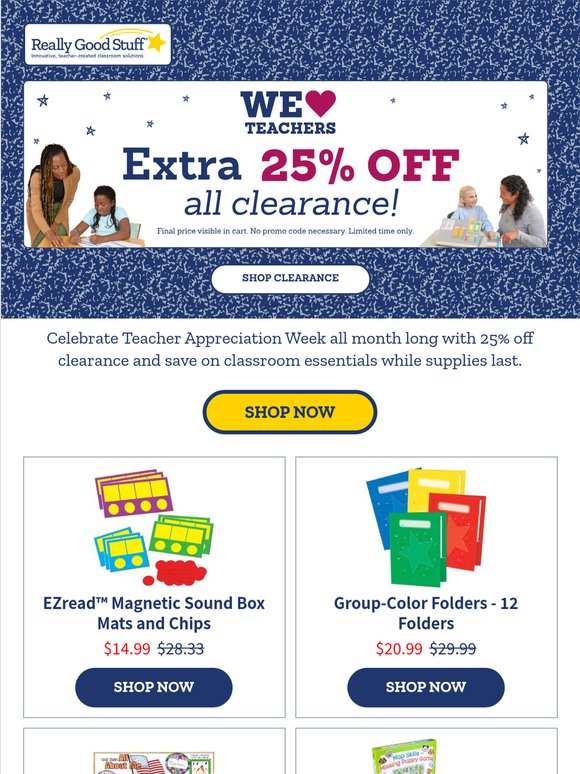 25% off clearance ends soon