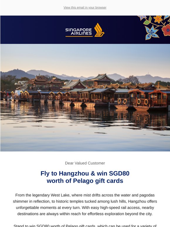 Win SGD80 worth of Pelago gift cards