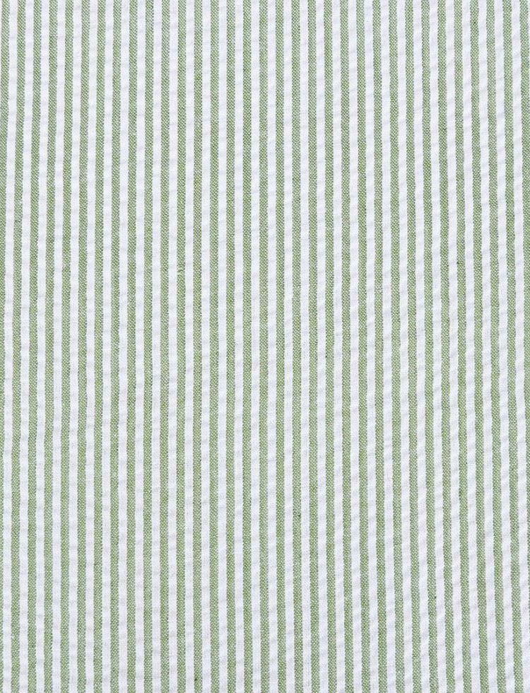 Minerva Core Range Stripe Cotton Seersucker Fabric Olive