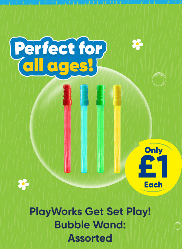 PlayWorks Get Set Play! Bubble Wand: Assorted - Only £1 each. Perfect for all ages. 