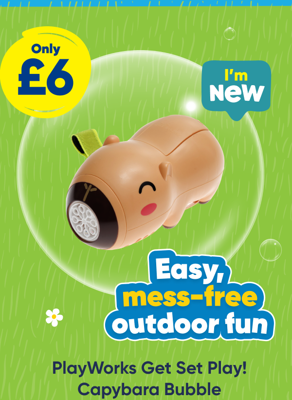 PlayWorks Get Set Play! Capybara Bubble Machine - Only £6. Easy, mess-free outdoor fun. I'm New
