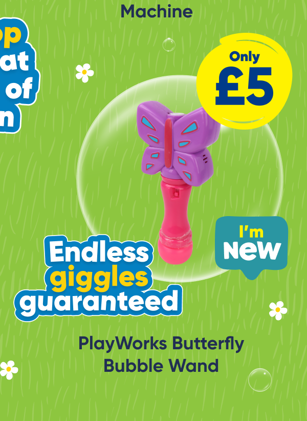 PlayWorks Butterfly Bubble Wand - Only £5. Endless giggles guaranteed. I'm New