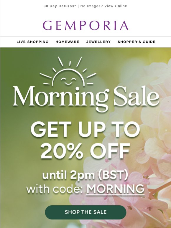 20% off this morning only! 🌅