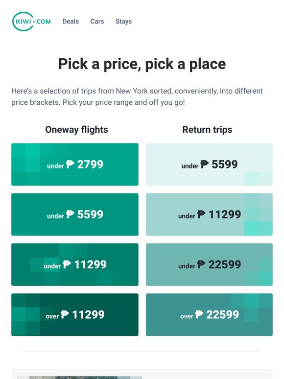 Flights from New York start at less than ₱ 2799!