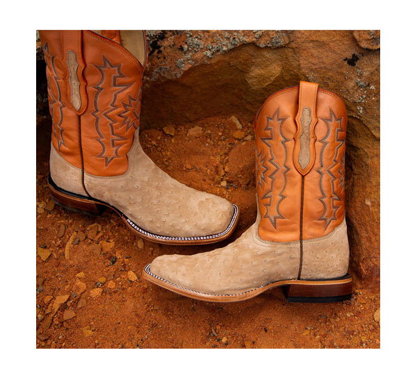 Pair of the Carlos boot on sand and rock.