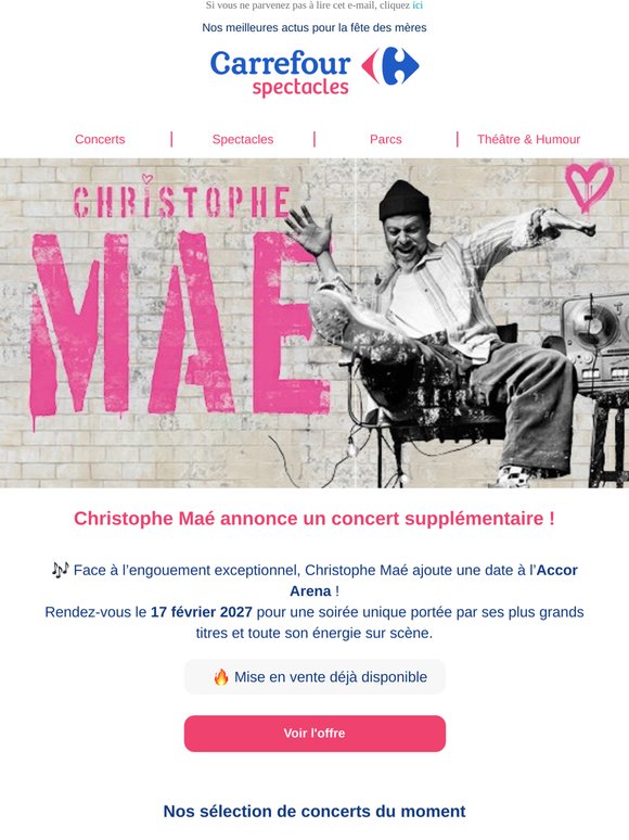 Jusqu’à -30 % de remise pour la Fête des Mères sur une sélection de spectacles 🎁