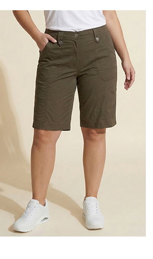 Bermudas cargo, cintura de confort, diseño de 4 bolsillos