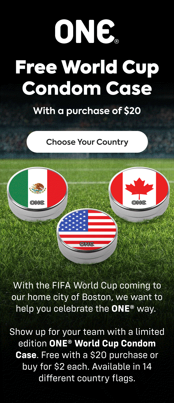 one - free world cup condom case - choose your country