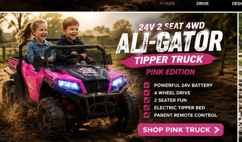 Pink 24V Ali-Gator Tipper Truck