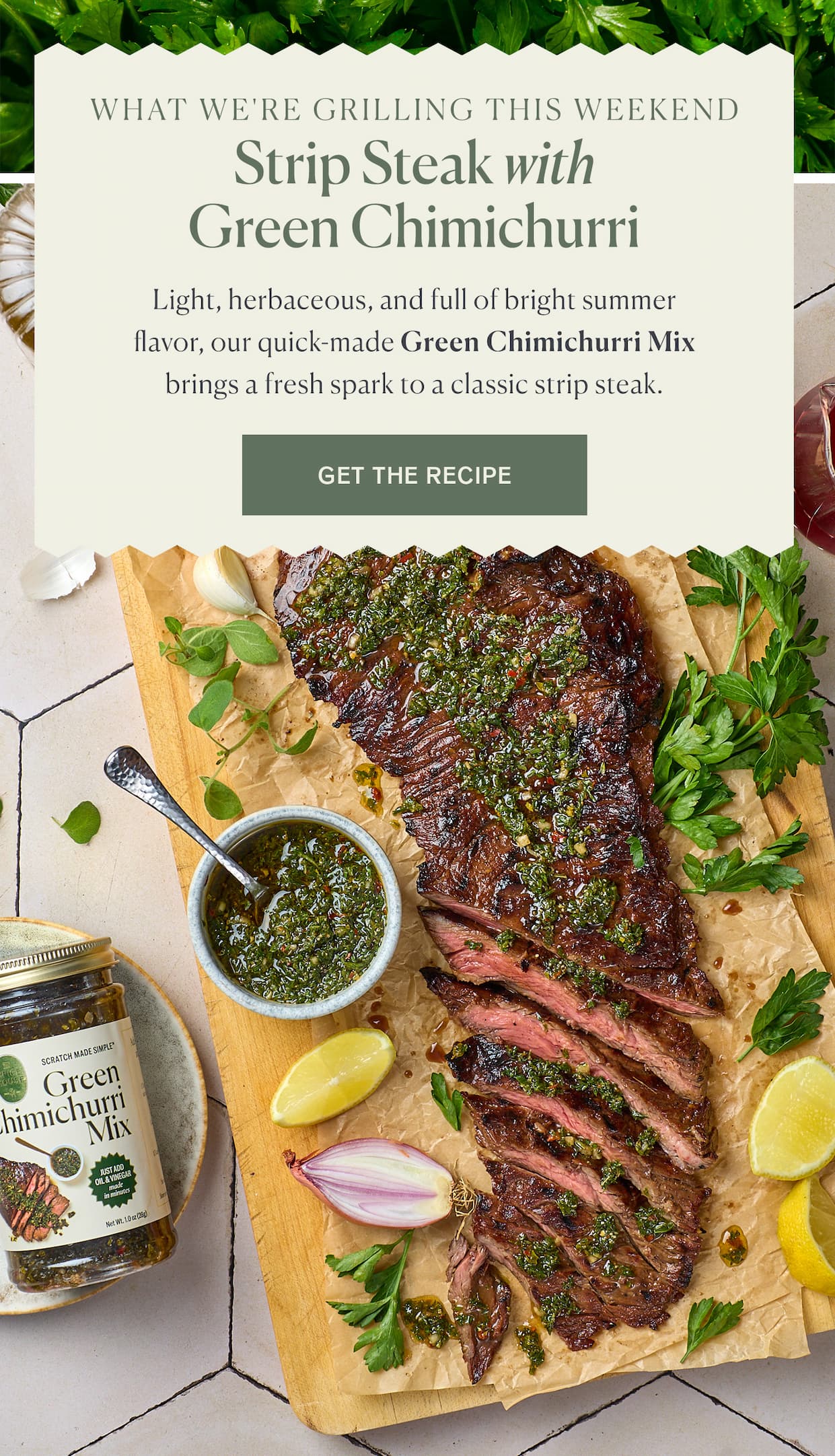green chimichurri steak