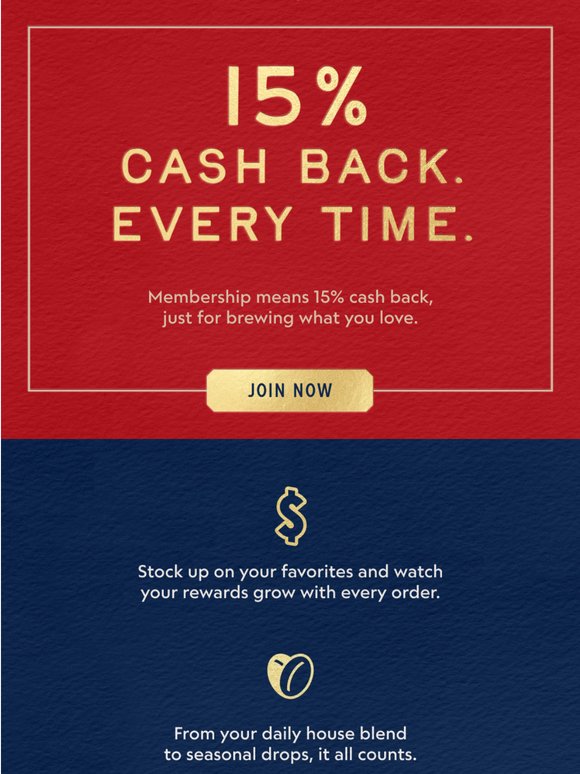 You Deserve 15% Cash Back☕