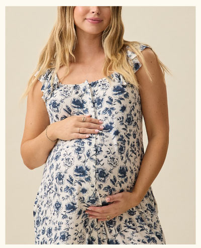 Ruffle Strap Labor & Delivery Gown