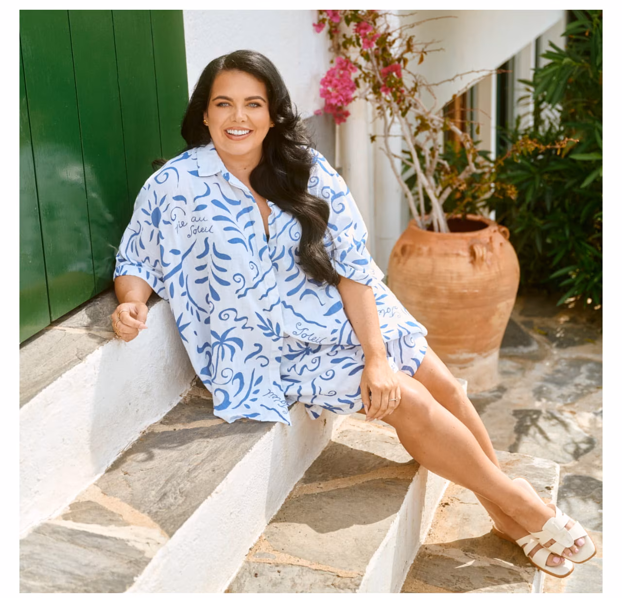 Scarlett wears shirt and shorts co-ord