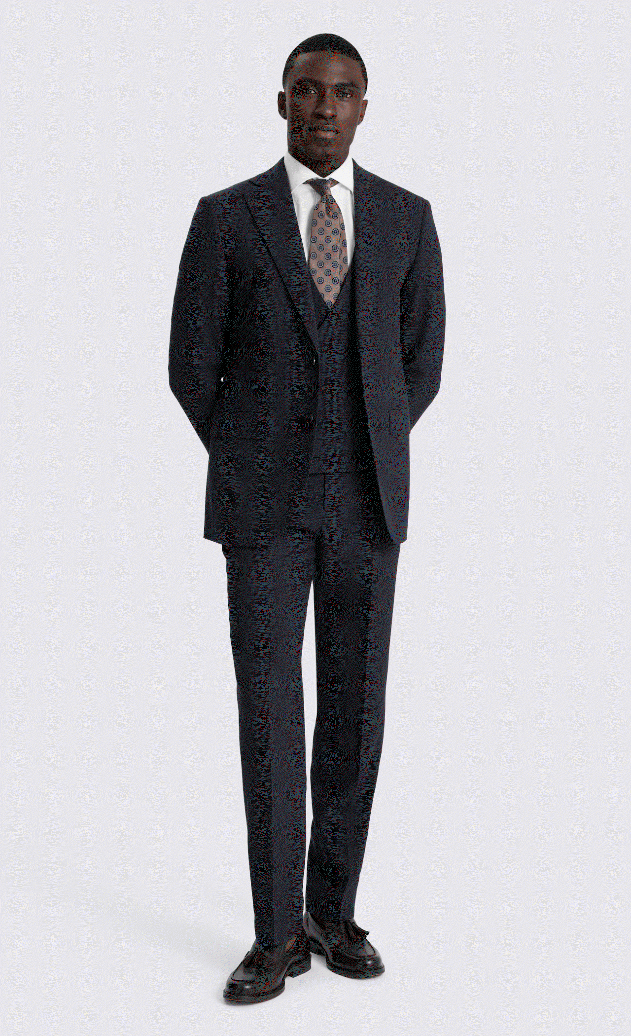 Regular Fit Navy Puppytooth Suit