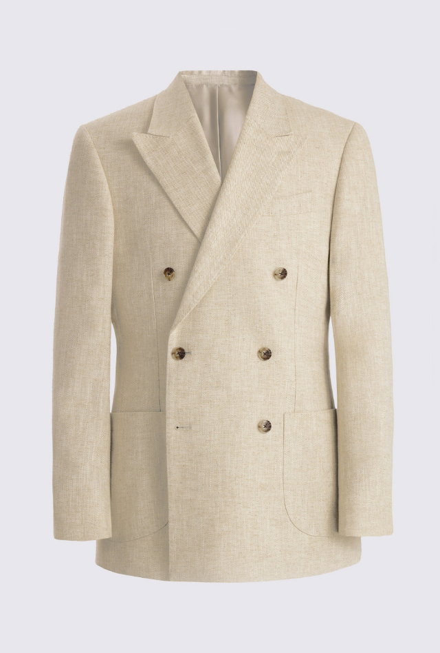 Relaxed Fit Ecru Twill Linen Cotton Suit