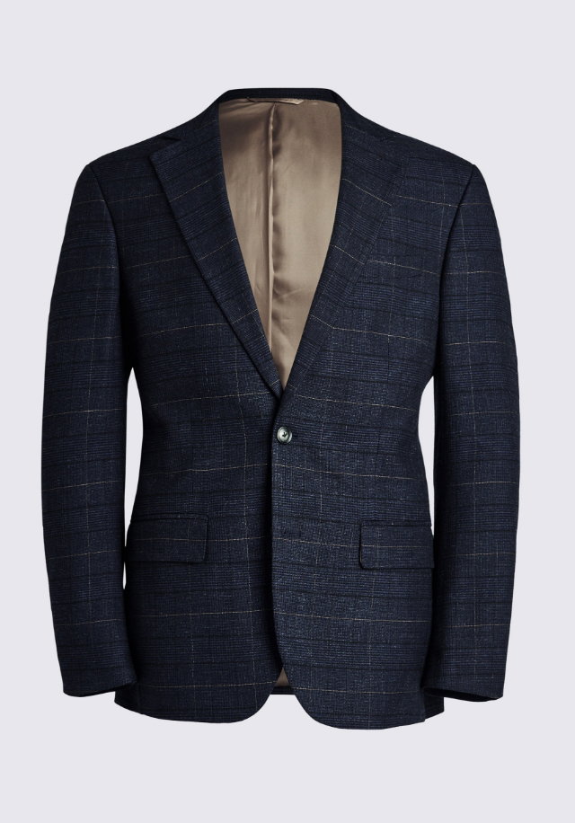 Tailored Fit Navy Black Check Suit