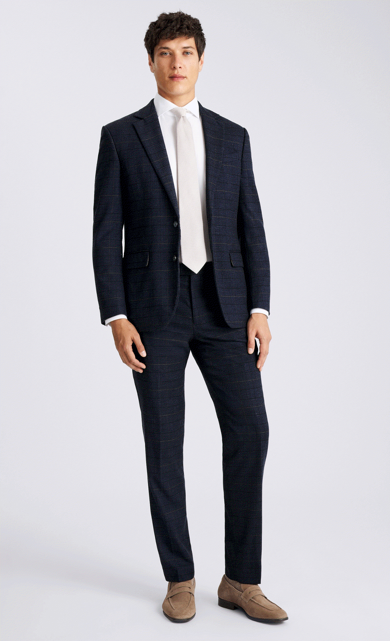 Tailored Fit Navy Black Check Suit