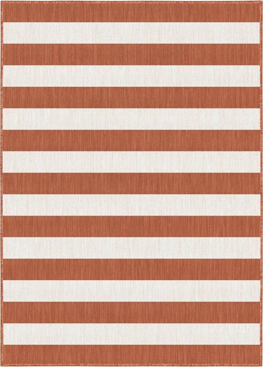 Image of Eva Interior Buitenkleed Stripes roest/wit dubbelzijdig - 200 x 290 cm
