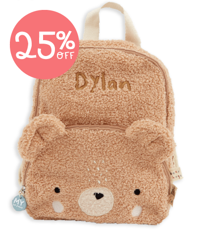 Personalised Fluffy Bear Character Mini Backpack