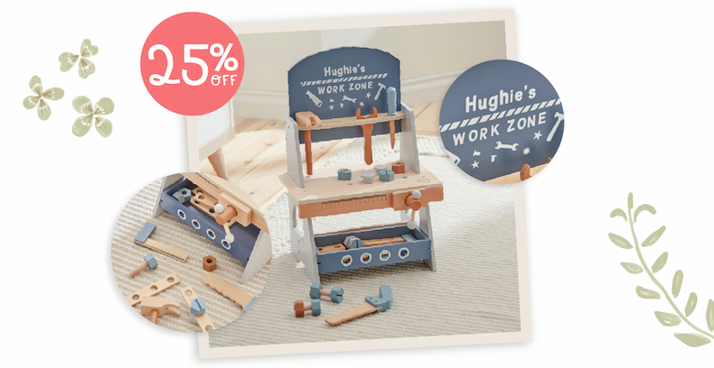Personalised Wooden Tool Bench Play Set FSC®