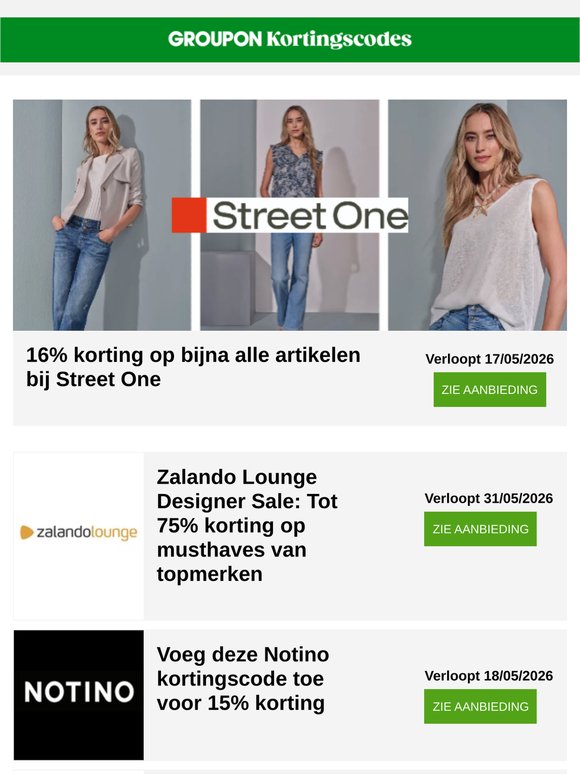 16% exclusief bij Street One
