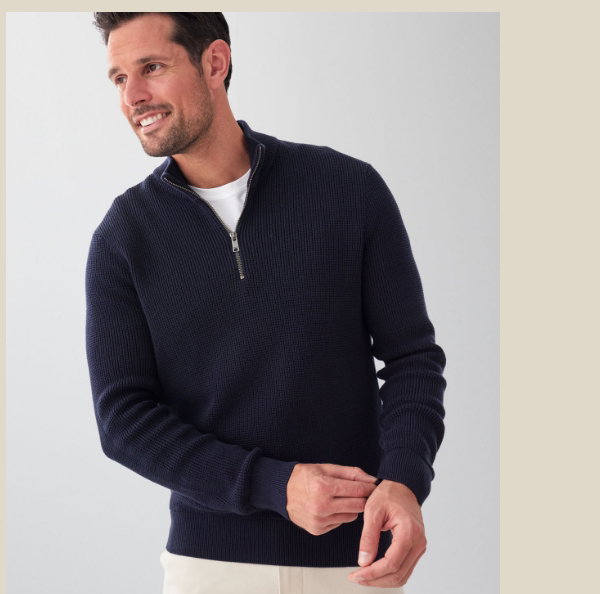 Cotton Waffle Half Zip