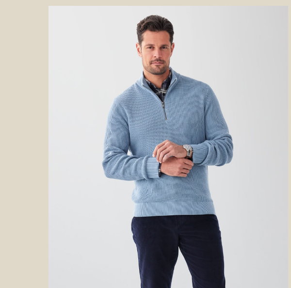 Cotton Waffle Half Zip