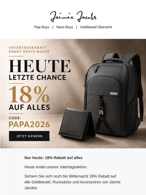 Heute letzte Chance: 18% auf alles