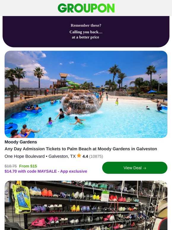 Any Day Admission Tickets to Palm Beach at Moody Gardens in Galveston - Promo Code savings inside. Check it out.