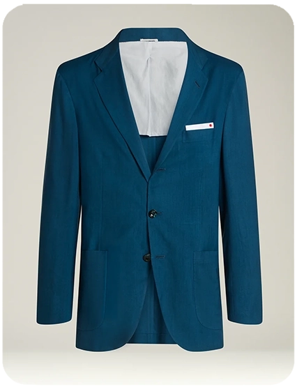 CASHMERE SINGLE-BREASTED JACKET IN BLUE 