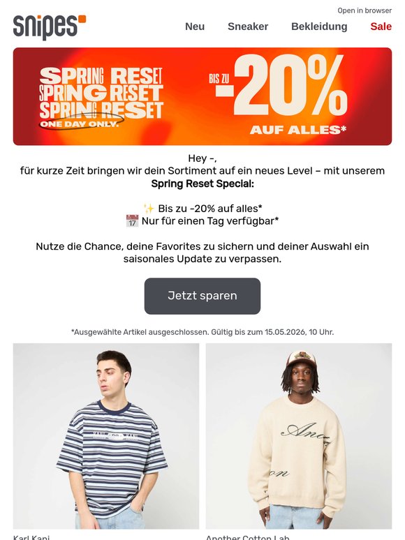 Spring Reset: Bis zu -20% auf alles!* 🌸
