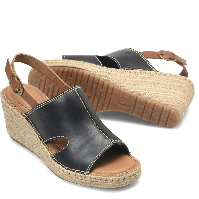 Shoshone espadrille wedge sandal in black.