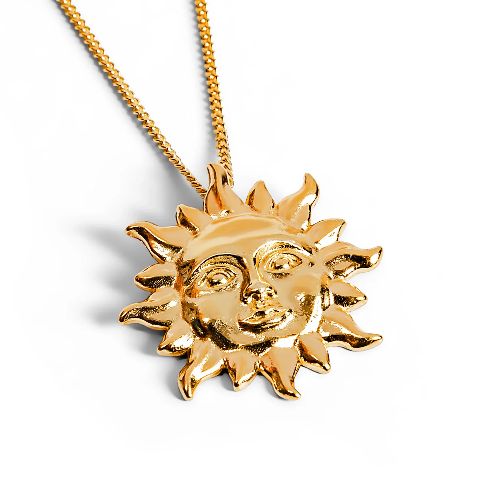 Image of 'Sun of May' Sun Face Necklace in Silver with 24ct Gold
