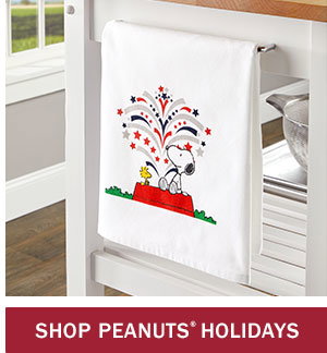 Shop Peanuts Holidays. Peanuts Snoopy and Woodstock Americana Cotton Flour Sack Kitchen Towel, Set of 2