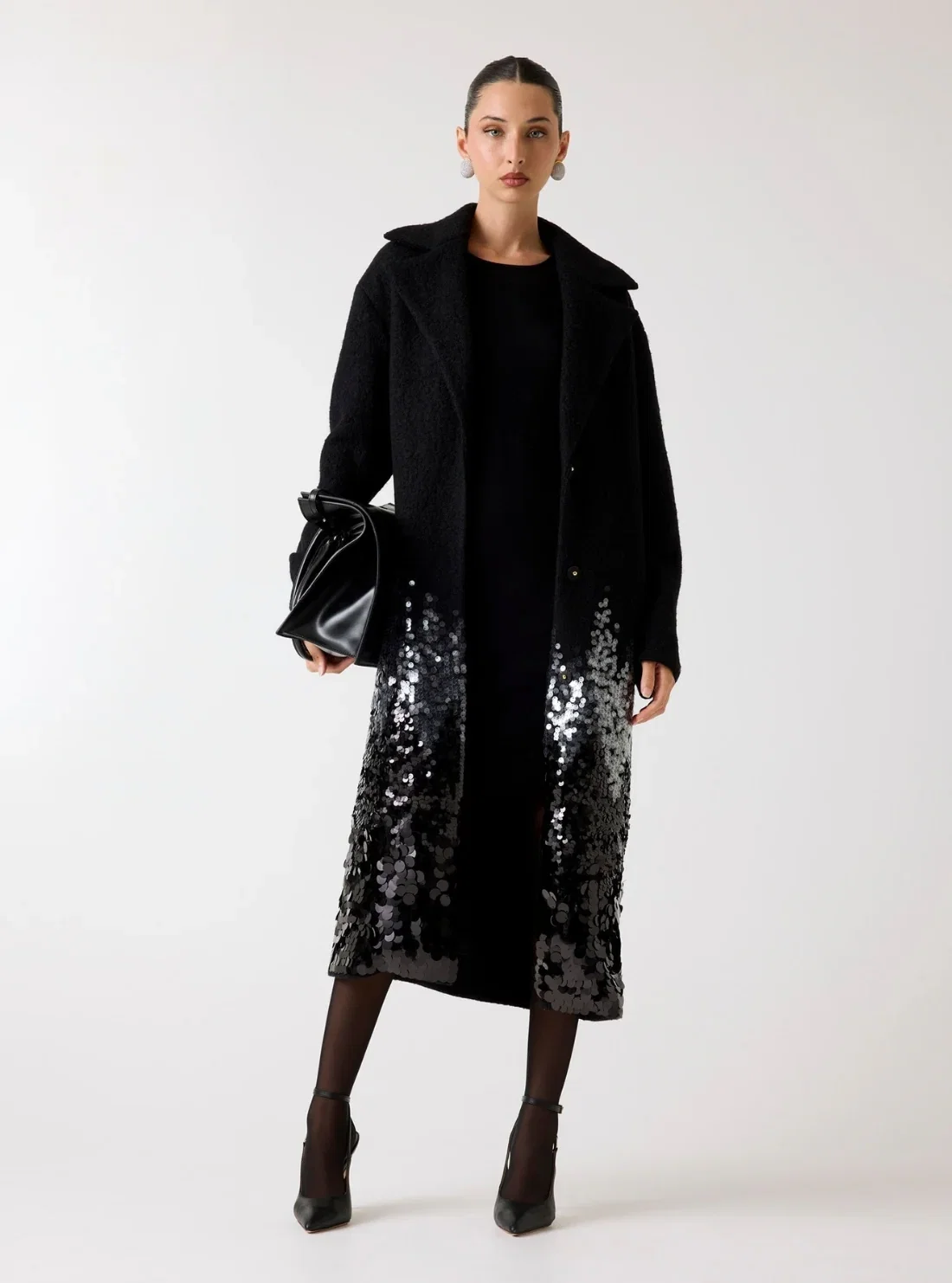 Image of Marciano Black Vicky Knitted Long Coat