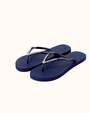 Beaded Flip Flops Blue