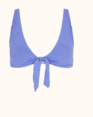 Shell Embossed Tie Bikini Top Blue
