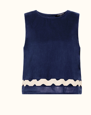 Ric Rac Sleeveless Top Blue