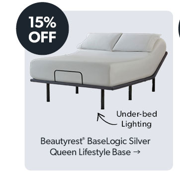 15 percent OFF. Under-bed Lighting. Click to shop the Beautyrest BaseLogic Silver Queen Lifestyle Base